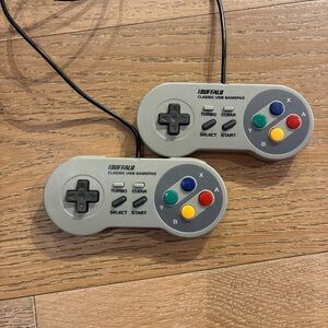 iBUFFALO Classic USB Gamepad Controllers – SNES Style – Gray – Set of 2